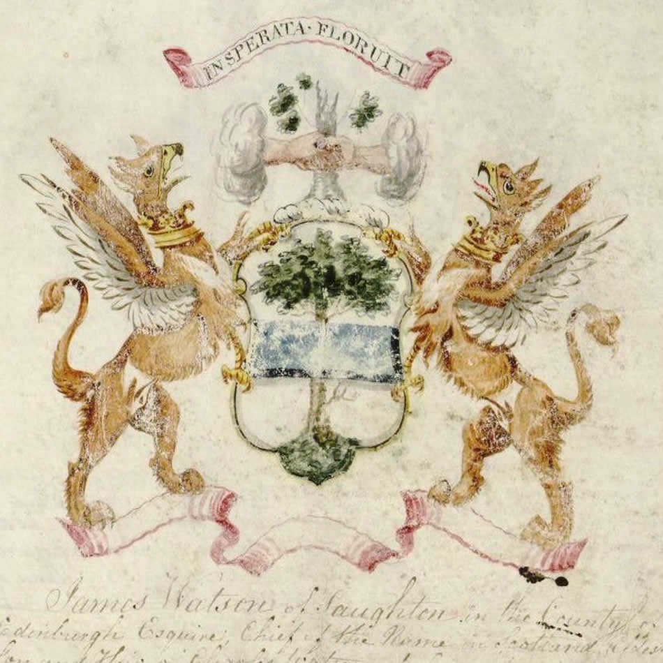 Coat of Arms James Watson of Saughton 1818